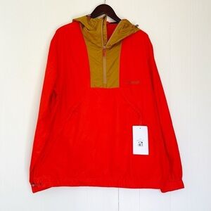 NWT SPYDER Men’s Belford Windbreaker 1/4 Zip Pullover Large Orange/Tan